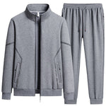 Men’s Fleece-Lined Two-Piece Sports Set – Thick Stand Collar Tracksuit for Autumn & Winter | Warm Cotton Leisure Outfit