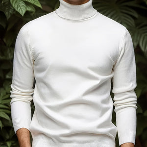 Men’s Solid Color Soft Viscose Turtleneck Sweater – Comfortable and Stylish Winter Knitwear