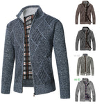Fashion Men's Zipper Cardigan Sweater – Stand Collar Cotton Blend Thick Outerwear for Men