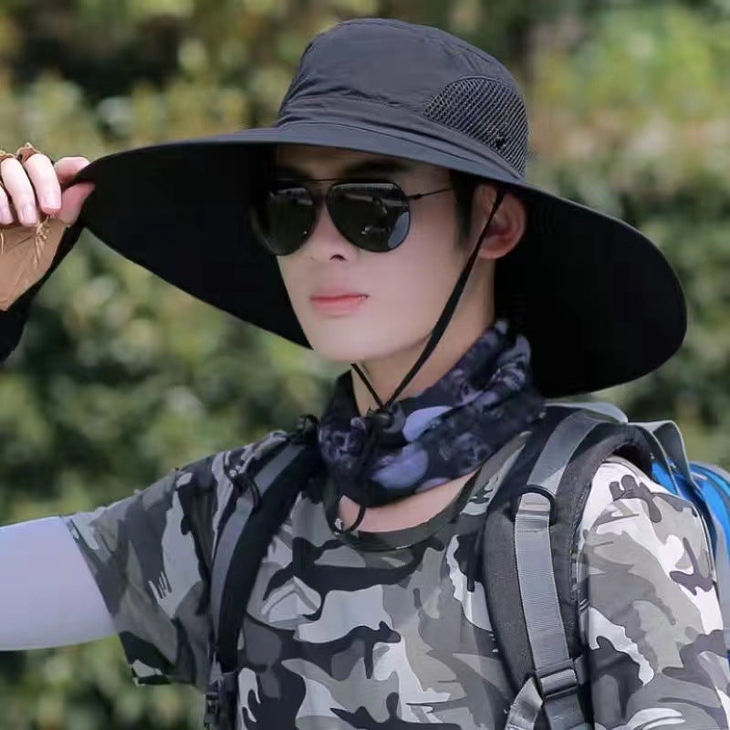 Men’s Big Brim Fishing Hat – Acrylic Dome Hat with UV Protection | Breathable Summer Sunshade Hat