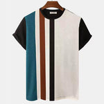 Striped 3D Printed Knitted Mesh Top | Loose Breathable Short Sleeve T-shirt for M