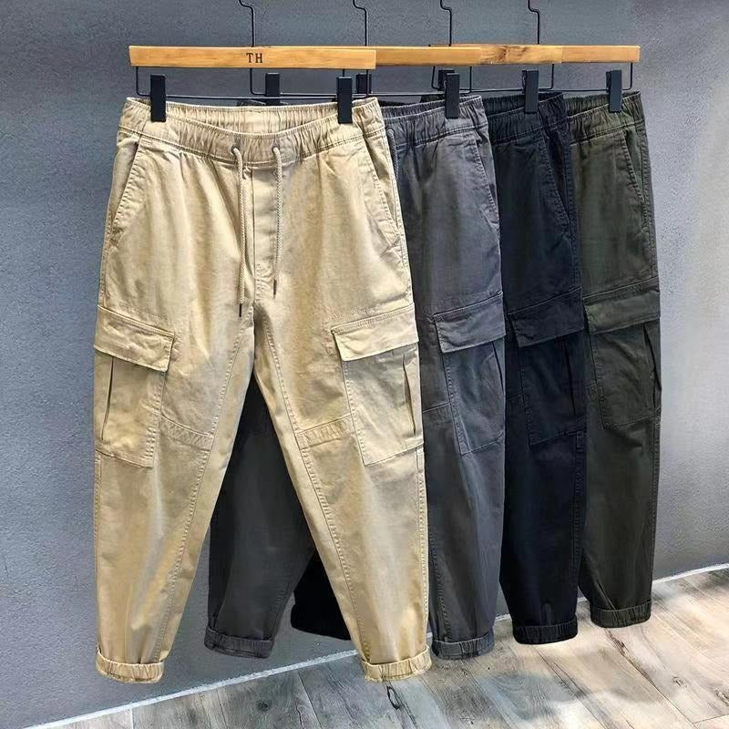 Men's Workwear Loose Casual Pants – Cotton Skinny-leg Trousers for Autumn and Spring