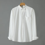 Casual Solid Color Cotton Long Sleeve Shirt for Men – Soft Comfortable Cardigan Style Daily Wear