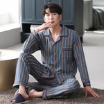 Men’s Cotton Long-Sleeve Pajama Set – Loose Trousers & Top | Comfortable Autumn and Winter Homewear for Men