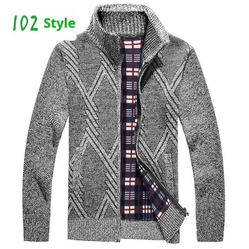 Fashion Men's Zipper Cardigan Sweater – Stand Collar Cotton Blend Thick Outerwear for Men