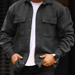 Men’s Polo Collar Coat – Stylish Long Sleeve Work Top for Business & Casual Wear