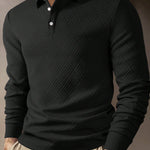 Men’s Solid Color Fashion Lapel Long Sleeve Polo Shirt – Loose Fit Daily Wear Top in Multiple Colors