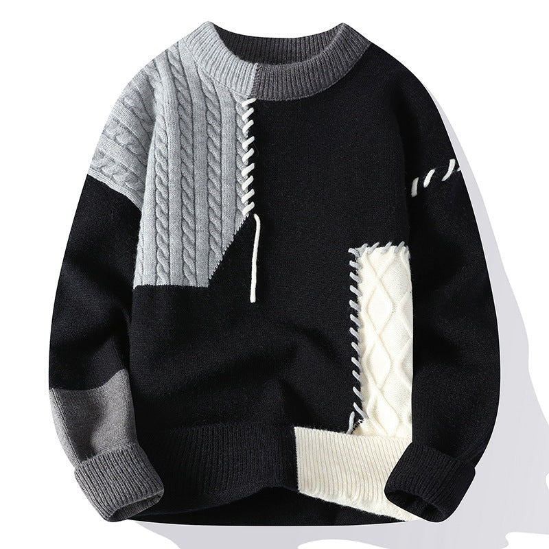 Colorblock Pullover Sweater for Men – Winter Fashion Long Sleeve Casual Top, Stylish Warm Knitwear