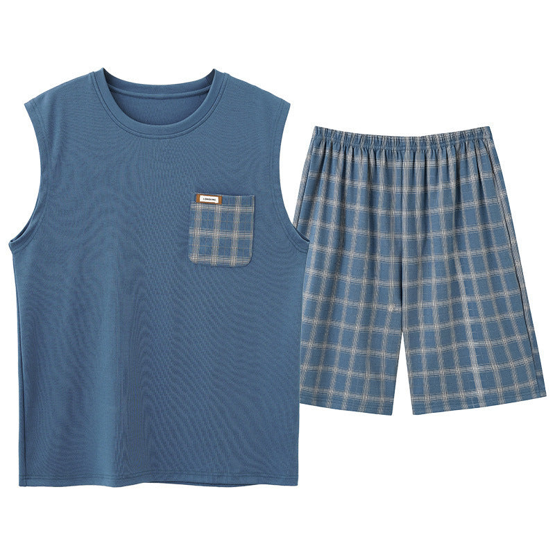 Men’s Cotton Sleeveless Pajamas – Sweat-Absorbent, Breathable Pullover | Casual Summer Homewear