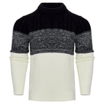 Men's Color Block Cable Knit Sweater – Long Sleeve Pullover for Casual, Outdoor, and Daily Wear
