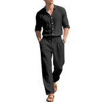 Loose Casual Long Sleeves Shirt and Trousers Two-Piece Set for Men – Lightweight Linen Outfit