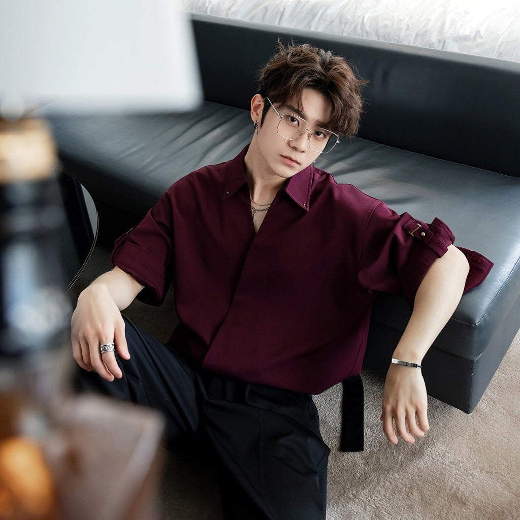 Men's High-Grade Casual Loose Shirt – Simple Cardigan Style Daily Wear for Teenagers