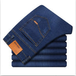New Men's Jeans Slim Straight Denim Pants – Mid Waist Cotton Trousers for Casual Everyday Style