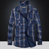 Men’s Plus Size Loose Cargo Cotton Shirt – Long Sleeve Casual Top in Khaki, Blue & Green