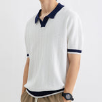 Men’s Ice Silk Polo Shirt | High-End Short Sleeve Striped T-shirt for Cool Summer Comfort