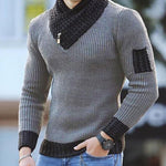 Men’s Slim Knit Pullover Sweater – Long Sleeve High Collar Casual British Style Sweater