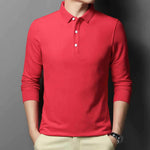 Casual Classic Solid Color Long Sleeve Polo Shirt for Men – Comfortable Cotton Blend Top