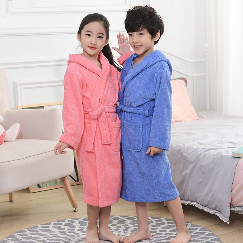Pure Cotton Hotel Bathrobe – Thick Towel Material Nightgown for Men, Women & Kids | Soft Comfortable Homewear