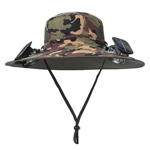 Outdoor Wide Brim Sun Hat With Solar Fan – USB Charging, Adjustable, Breathable, Waterproof, Windproof, Summer Fishing Hat