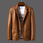 Leather Men's Autumn and Winter Jacket – Thin Lapel PU Coat with Pockets & Classic Style