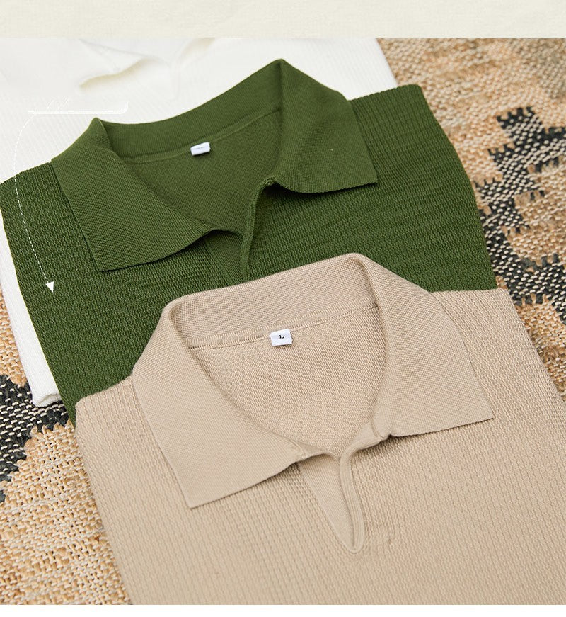 Men’s Retro Casual Knitwear – Soft Lyocell Business Pullover with Ribbed Hemline for Everyday Style