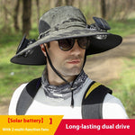 Outdoor Wide Brim Sun Hat With Solar Fan – USB Charging, Adjustable, Breathable, Waterproof, Windproof, Summer Fishing Hat