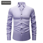 Men’s Long Sleeve Stretch Shirt – Fashionable Solid Color Loose Fit Top for Casual & Daily Wear