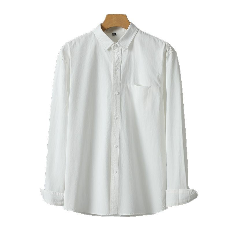 Casual Solid Color Cotton Long Sleeve Shirt for Men – Soft Comfortable Cardigan Style Daily Wear