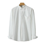 Casual Solid Color Cotton Long Sleeve Shirt for Men – Soft Comfortable Cardigan Style Daily Wear