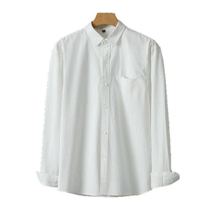 Casual Solid Color Cotton Long Sleeve Shirt for Men – Soft Comfortable Cardigan Style Daily Wear