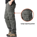 Men's Multi-pocket 100% Cotton Cargo Pants – Plus Size Workwear Trousers for Daily & Outdoor Use