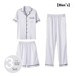 Men’s Ice Silk Homewear Three-Piece Suit – Lightweight Pajamas with Shorts and Trousers for Comfortable Relaxation