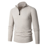 Men’s Half-Turtleneck Zip-Up Sweater – Slim Fit Long Sleeve Pullover Winter Fashion Top