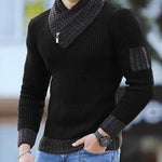 Men’s Slim Knit Pullover Sweater – Long Sleeve High Collar Casual British Style Sweater