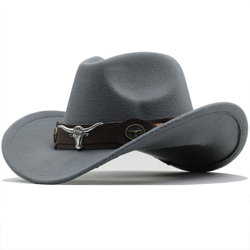 Fashion Woolen Western Denim Top Hat – Sun Protection Hat | Polyester, Stylish Outdoor Cap, Casual Streetwear, Adjustable M Size