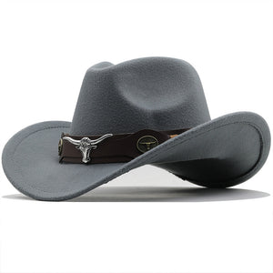 Fashion Woolen Western Denim Top Hat – Sun Protection Hat | Polyester, Stylish Outdoor Cap, Casual Streetwear, Adjustable M Size