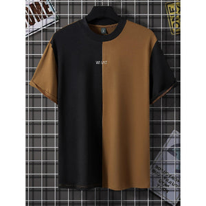 Men’s 3D Effect Color Matching T-Shirt – Stylish Short Sleeve Round Neck Top for Casual Fashion