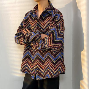 Loose Japanese-Style Retro Ethnic Long Sleeve Shirt – Autumn & Winter Cardigan for Youth Couples