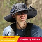 Outdoor Wide Brim Sun Hat With Solar Fan – USB Charging, Adjustable, Breathable, Waterproof, Windproof, Summer Fishing Hat