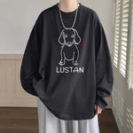 Cartoon Puppy Printed Long Sleeve T-shirt - Casual Loose Pullover for Autumn | Available in Multiple Colors