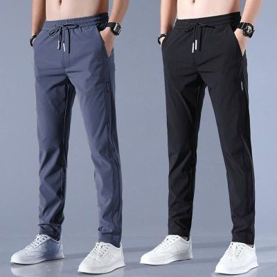 Men's Drawstring Trousers – Thin Casual Pants Korean Style Loose Straight Sweatpants for Summer