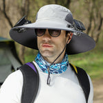 Outdoor Wide Brim Sun Hat With Solar Fan – USB Charging, Adjustable, Breathable, Waterproof, Windproof, Summer Fishing Hat