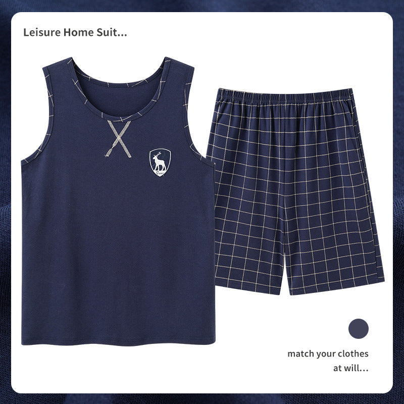 Men’s Cotton Sleeveless Pajamas – Sweat-Absorbent, Breathable Pullover | Casual Summer Homewear