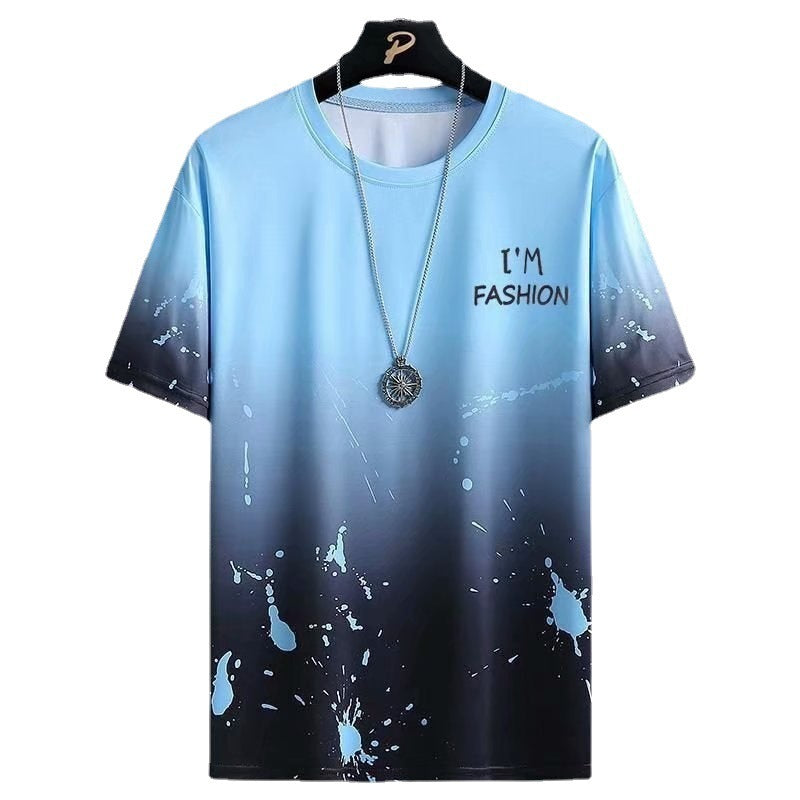 Gradient Casual T-shirt for Men | Half-length Sleeve Summer Top | Korean Style Sportswear