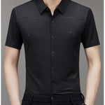 Men’s Seamless Short Sleeve Business Shirt – Lightweight Striped Summer Office Top for Smart Casual Style