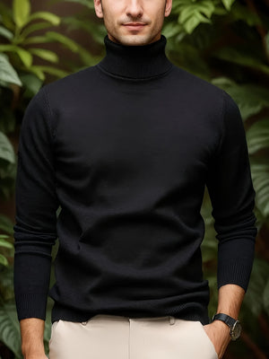Men’s Solid Color Soft Viscose Turtleneck Sweater – Comfortable and Stylish Winter Knitwear