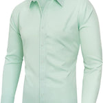 Men’s Full Elastic Long Sleeve Shirt – Simple Solid Color Stretch Cardigan for Daily Wear