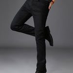 New Men's Jeans Slim Straight Denim Pants – Mid Waist Cotton Trousers for Casual Everyday Style