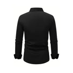Men’s Long Sleeve Button Down Shirt – Solid Color Business Casual Lapel Top for Summer & Vacation Wear