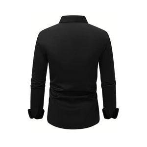 Men’s Long Sleeve Button Down Shirt – Solid Color Business Casual Lapel Top for Summer & Vacation Wear